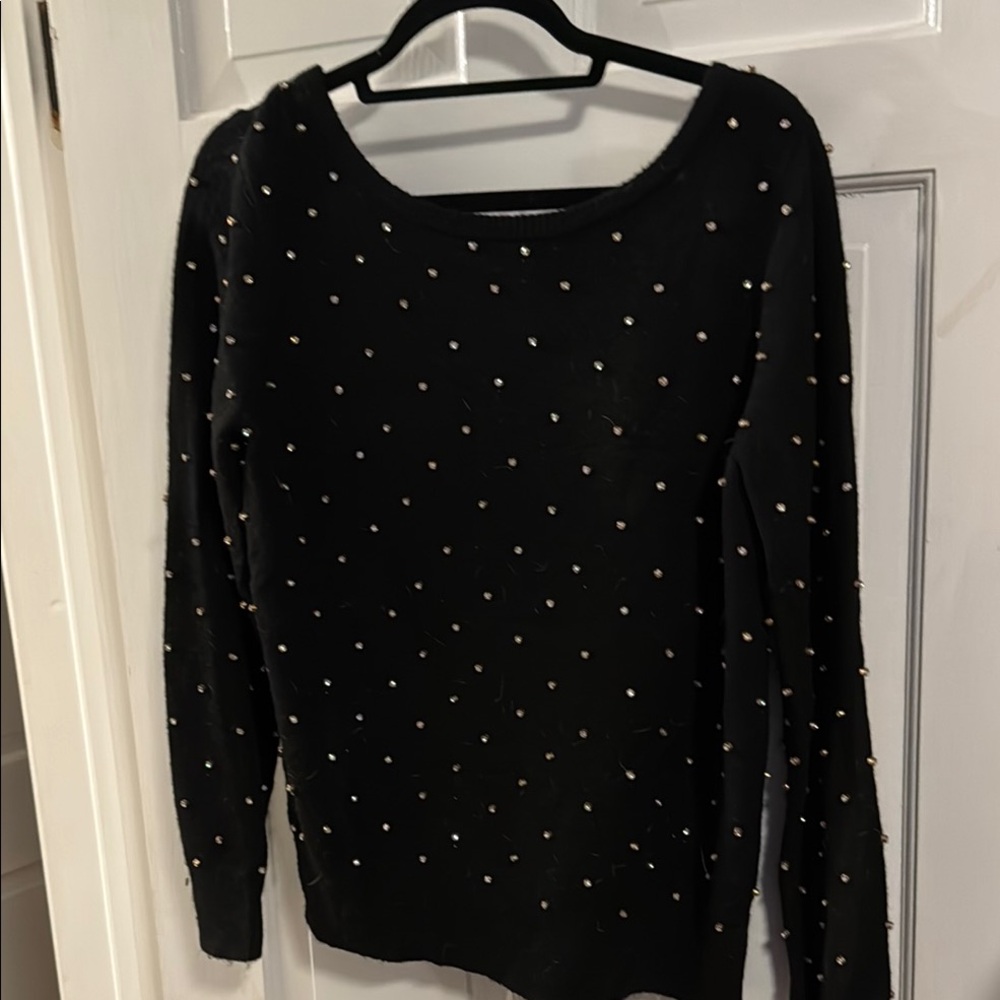 Lilly Pulitzer Black Sweater with Gold and Crystal Accents